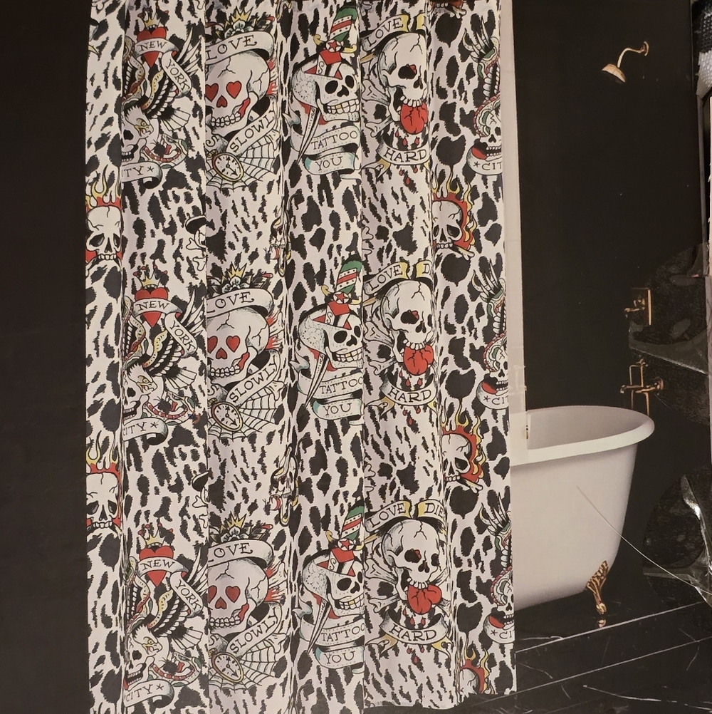 ❤️‍🔥 Ed Hardy Love Kills Slowly Shower Curtain Set 14 Pieces